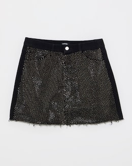 Black Embellished Mini Skirt