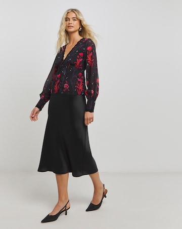 Hope & Ivy Floral Print Button Detail Blouse