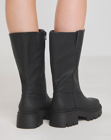 Peyton Chunky Biker Boots Wide E Fit Curvy Calf