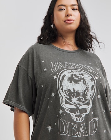 Grey Acid Wash Grateful Dead License T-Shirt with Glitter