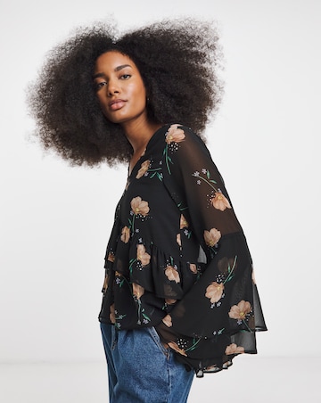 Simply Be Black Floral Georgette Historical Blouse