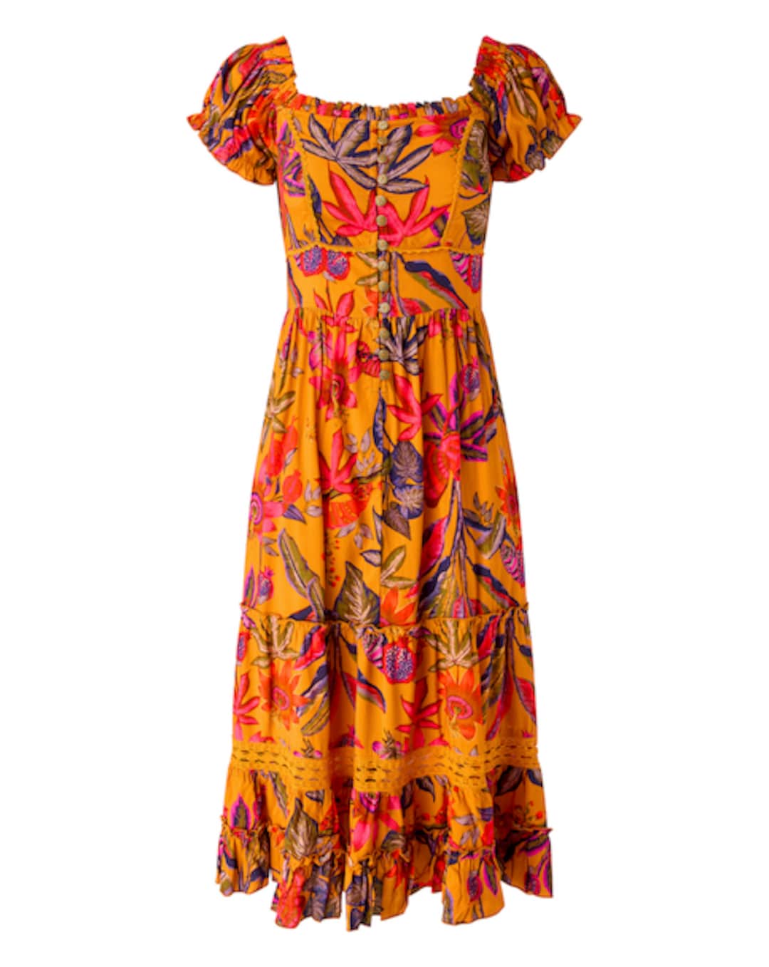 dress code holiday festive Alana Floral Babydoll Tiered Mini Dress