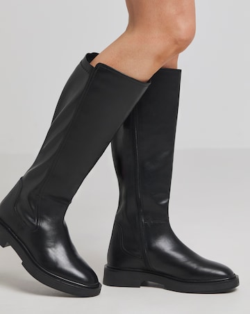 Perry Stretch Back Panel Flat Knee High Boots - Wide Fit (E) & Curvy Calf