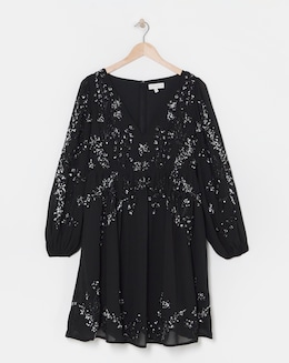 Maya Curve Blouson Embellished Mini Dress