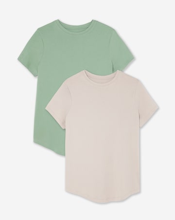 Sage & Oatmeal 2 Pack Curved Hem Longline T-Shirts