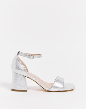 Rimona Metallic Barely There Block Heeled Sandals - Wide Fit (E)