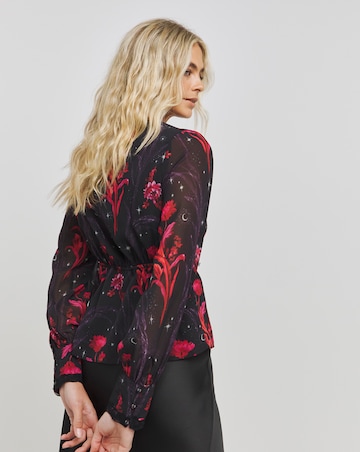 Hope & Ivy Floral Print Button Detail Blouse