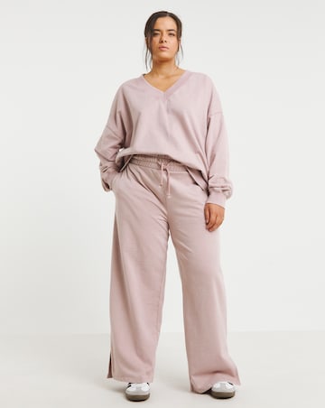 Pink Deep Waistband Wide Leg Joggers