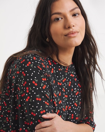 Cherry Print Supersoft Maxi Dress With Pockets