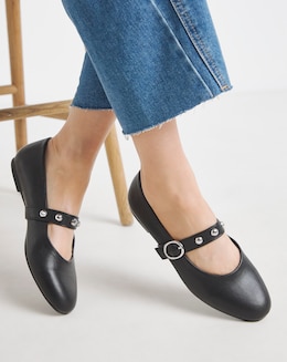 Optimism Studded Mary Jane Ballerina Shoes - Extra Wide Fit (EEE)