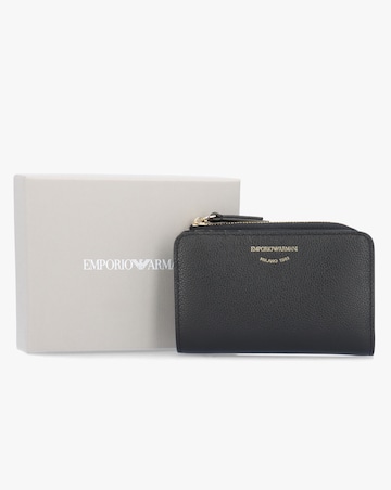 Emporio Armani Bifold Black Tumbled Leather Zip Around Wallet