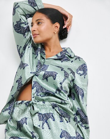 Chelsea Peers Woven Jacquard Satin Zebra Print Pyjama Set