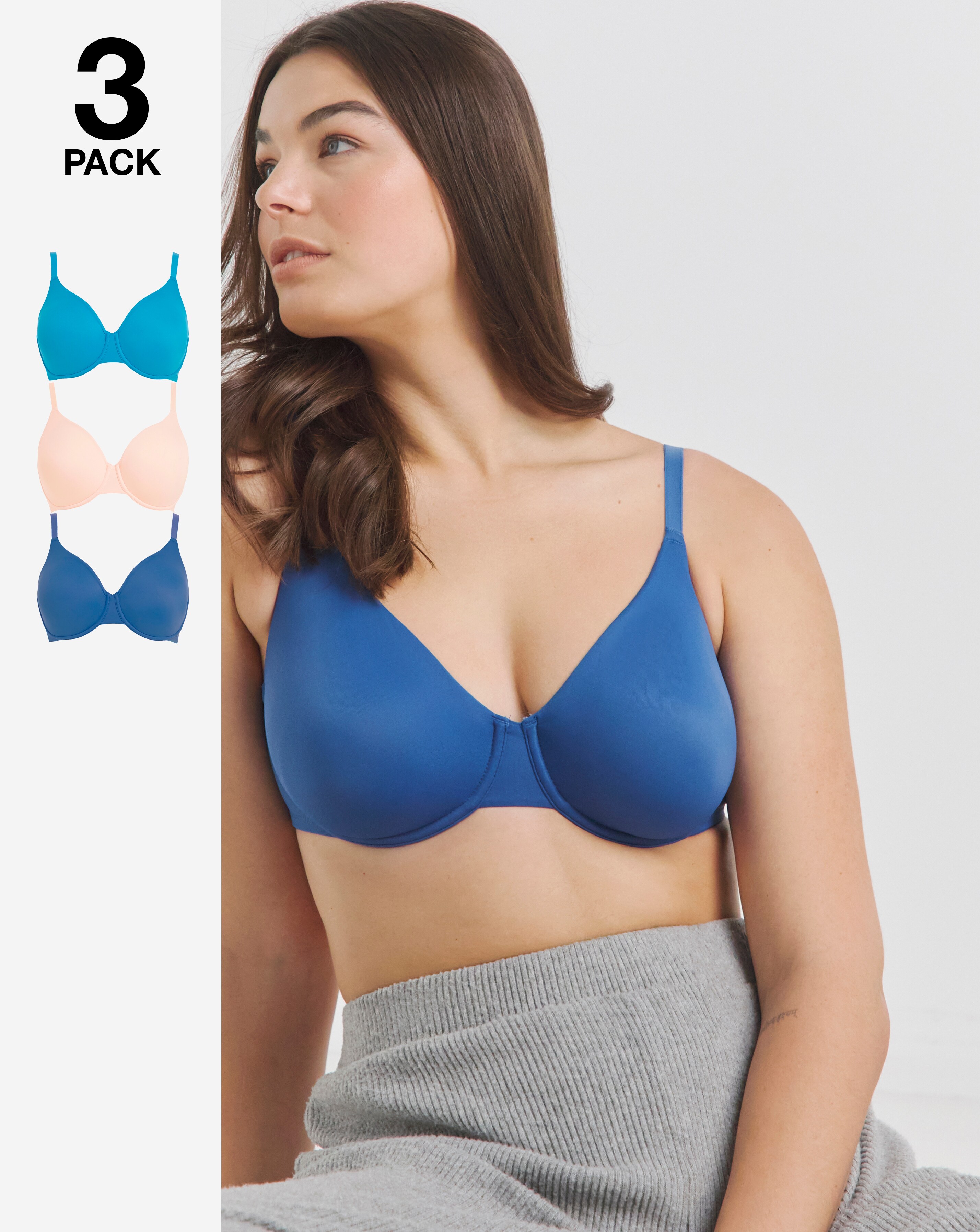Pretty Secrets (3 Pack) New Claire Micro Moulded Full Cup Wired Bras (B-E)