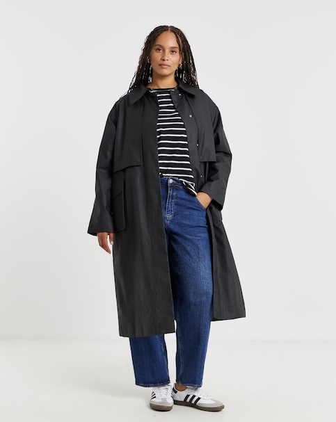 Black Premium Wax Look Rain Coat