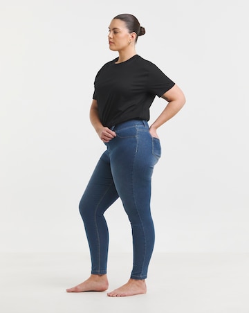 Mid Wash Stretch Skinny Pull On Jeggings