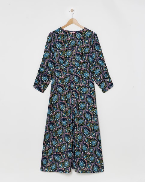 Joe Browns Blue Multi Paisley Button Through Maxi Dress