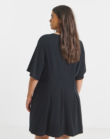 Black Cinched Waist T-Shirt Dress