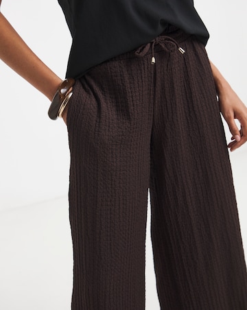 Chocolate Jersey Textured Wide Leg Trousers
