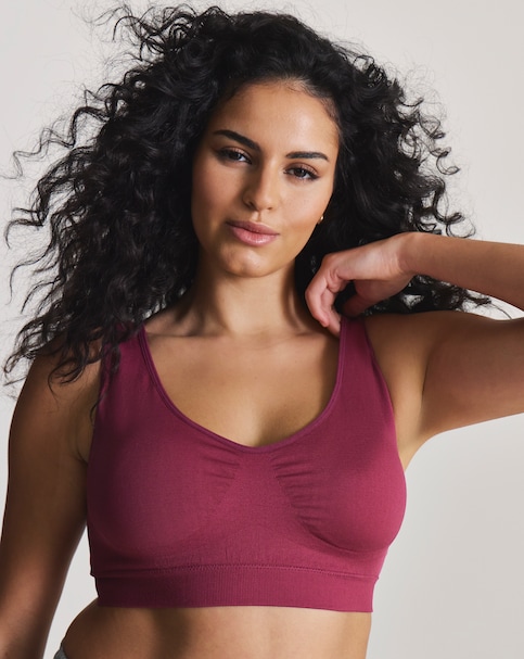 Pretty Secrets V Neck Seamfree Comfort Bra Burgundy