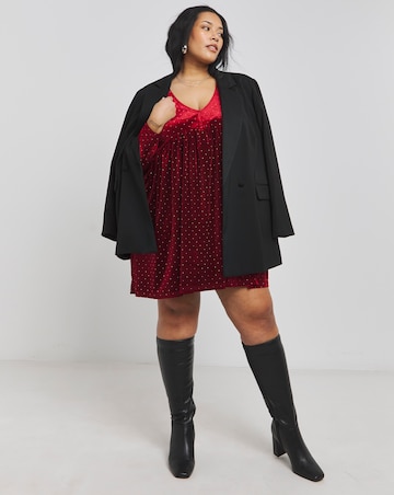 Red Velour Hotfix Smock Dress