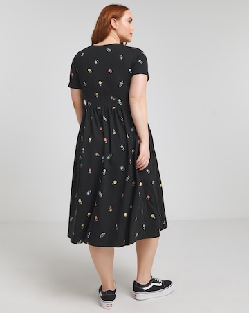 Ditsy Print Supersoft Jersey Midi Dress With Pockets