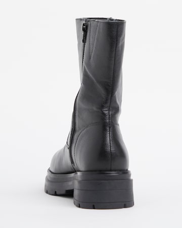 Breener Leather Outside Zip Chunky Ankle Boots - Extra Wide Fit (EEE)