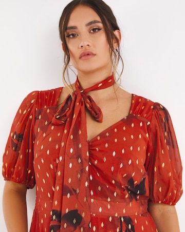 Joanna Hope Metallic Dobby Printed Maxi Dress