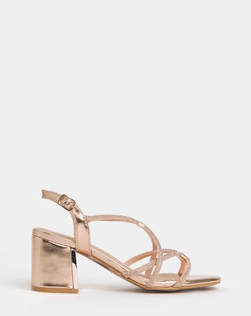 Ines Diamante Strappy Block Heeled Sandals - Extra Wide Fit (EEE)