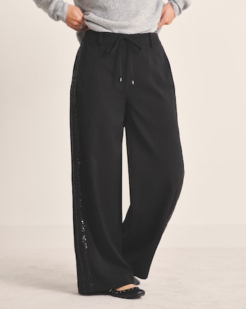 Simply Be Sequin Side Stripe Wide Leg Tousers