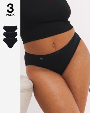 Sloggi (3 Pack) Tai Hi Leg Cotton Knickers Black