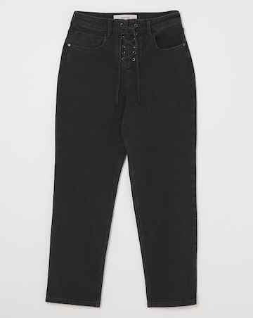 Lace Through High Rise Straight Leg Jean