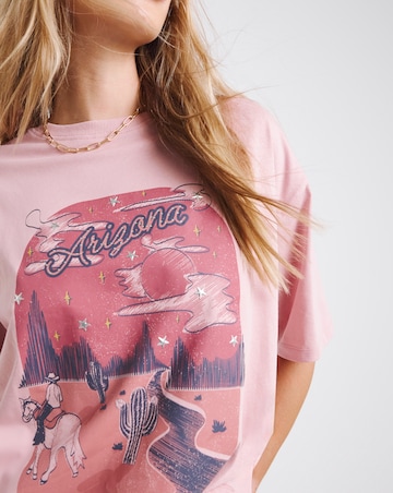Dusty Pink Oversized Arizona Studs Graphic T-Shirt
