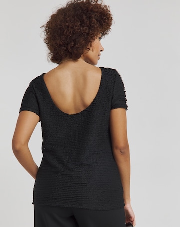 Black Scoop Back Frill Lace T-Shirt