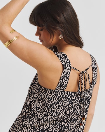 Simply Be Mono Print Viscose Beaded Strappy Cami