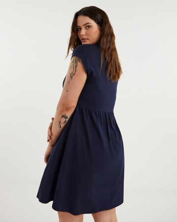 Navy Cotton Jersey Smock Dress