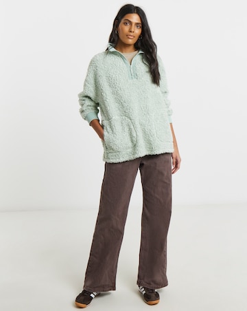Sage Teddy Fleece 1/4 Zip Sweatshirt