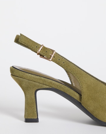 Verona Suede Pointed Toe Slingback Heels - Wide Fit (E)