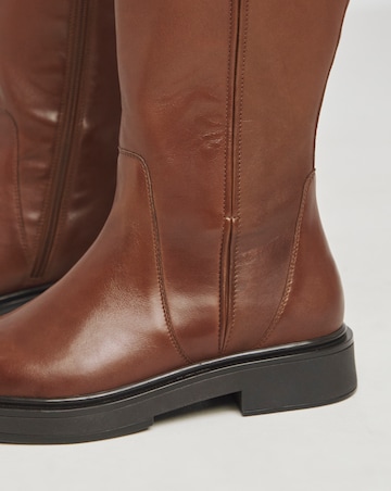 Andy Leather Stretch Seam Knee High Flat Boots Extra Wide EEE Fit Curvy Calf