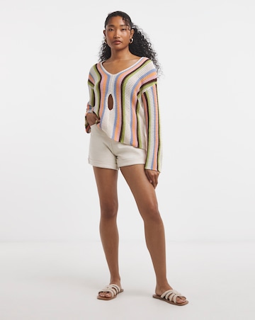 Native Youth Multi Stripe Cut Out Detail Knitted Top