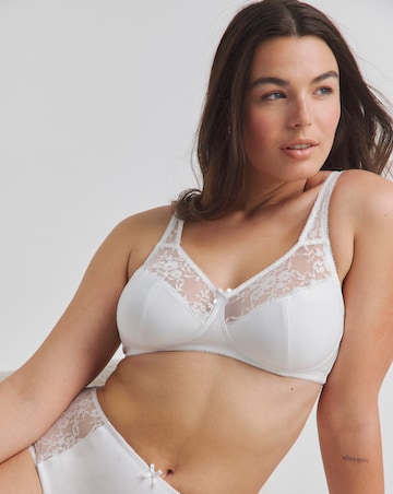 Pretty Secrets 2 Pack Cotton Lace Non Wired Full Cup Bras B-G White
