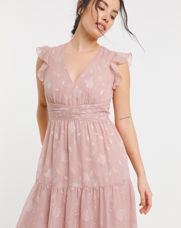 Maya Deluxe Jacquard Tiered Hem Maxi Dress