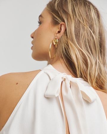 Simply Be Champagne Halterneck Textured Satin Blouse