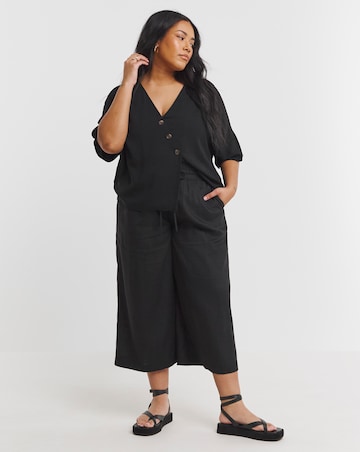 Tie Waist Linen Mix Culottes
