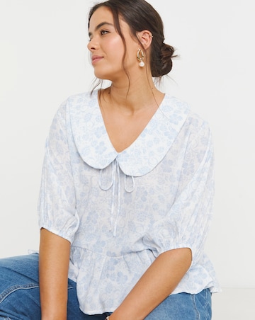 Floral Print Soft Cotton Collar Blouse