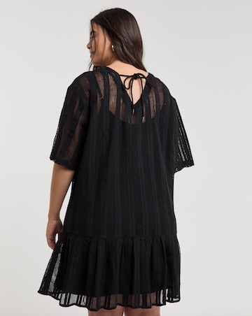 Native Youth Stripe Crochet Peplum Dress