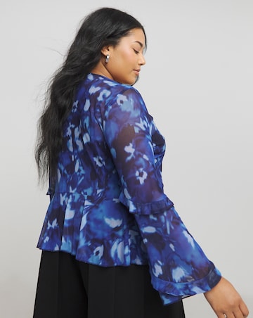 Joanna Hope Mesh Ruffle Blouse