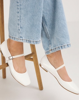 Simply Be Emilie Mary Jane Stretch Strap Ballerina Shoes - Extra Wide Fit (EEE)