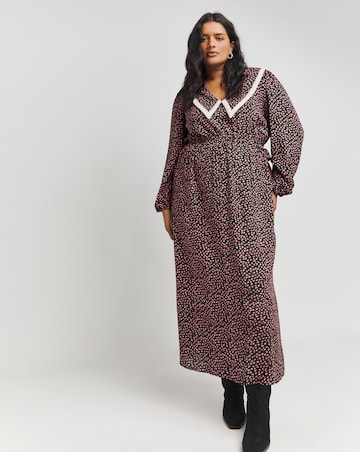Ditsy Floral Printed Collared Midaxi Dress