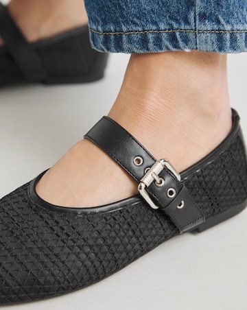 Mykonos Net Mesh Mary Jane Ballerinas Extra Wide EEE Fit