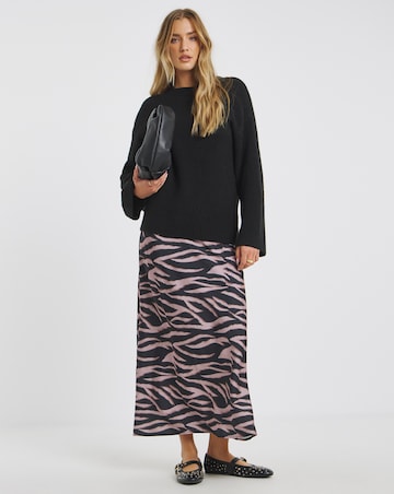 Simply Be Zebra Print Satin Maxi Skirt